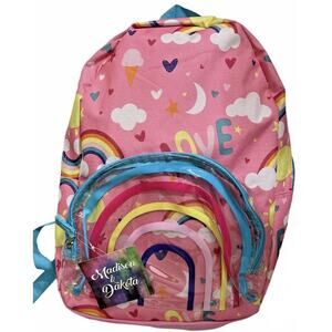 Madison & Dakota Rainbow & Love Prints Pink Backpack - Adjustable Padded Straps